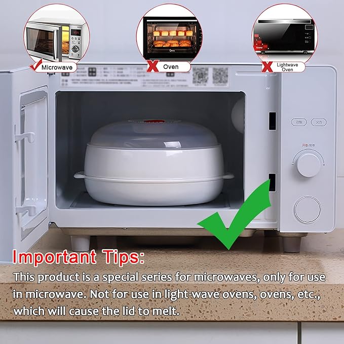 Microwave Vegetable Steamer, Microwave Steamer for Vegetables, Microwave Heating Bowl, Micro Cookware for Cooking (3 - Layer)