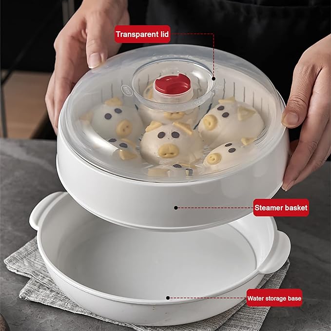 Microwave Vegetable Steamer, Microwave Steamer for Vegetables, Microwave Heating Bowl, Micro Cookware for Cooking (3 - Layer)