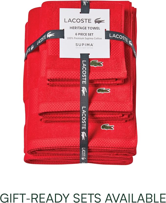 Lacoste Heritage 100% Supima Cotton Bath Sheet, Formula One, 35" x 70" – Highly Absorbent & Quick Drying, Premium Super Soft Bath Towel, Bathroom Essential, Gift for All Occasions, Machine Washable