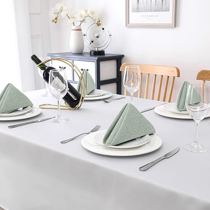 H.VERSAILTEX Linen Textured Cloth Napkins Set of 12 (18" X 18") Linen Textured Dinner Napkins Waterproof Extra Soft Thick Durable Reusable Napkins with Hemmed Edges, Heather Sage