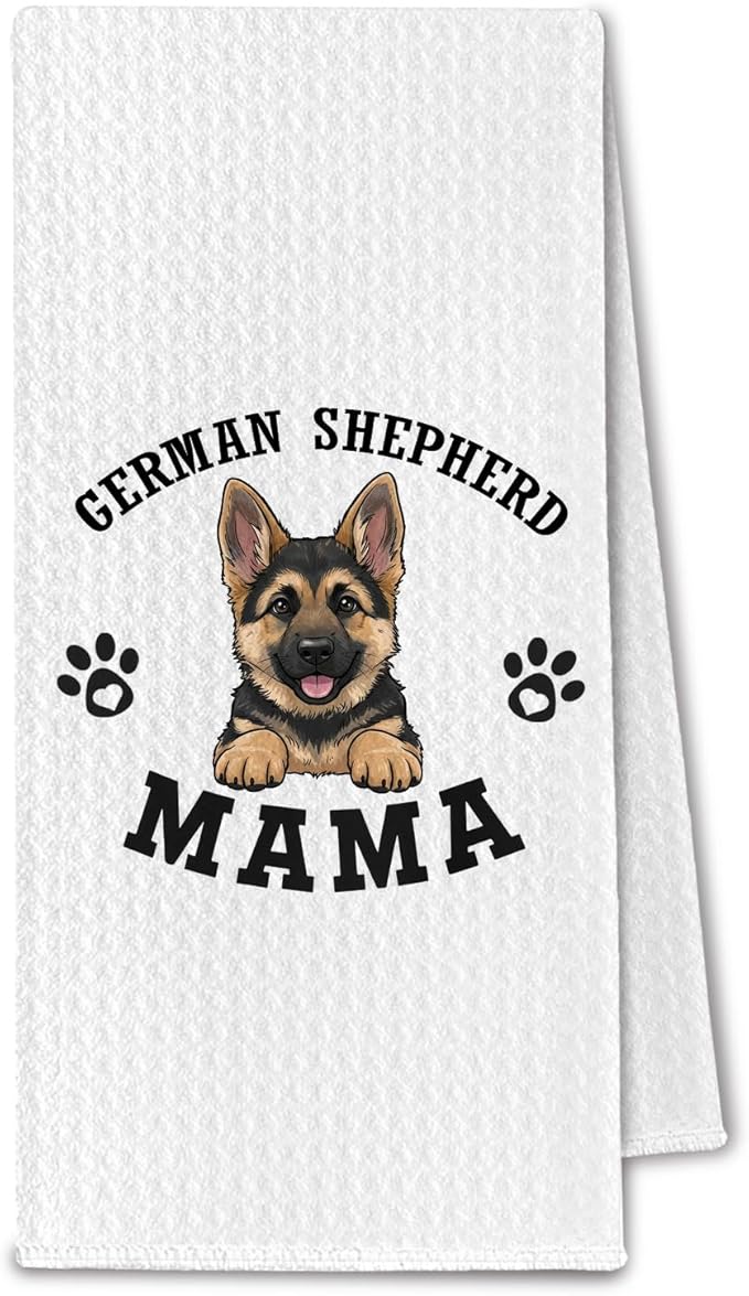 German Shepherd Kitchen Towels, Dog Mama GSD Gifts for Women & Dogs Moms, German Shepherd Dog Lover Gifts Decorative Hand Towels for Bathroom, 16x24 Inch