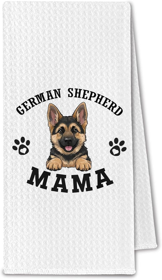 German Shepherd Kitchen Towels, Dog Mama GSD Gifts for Women & Dogs Moms, German Shepherd Dog Lover Gifts Decorative Hand Towels for Bathroom, 16x24 Inch