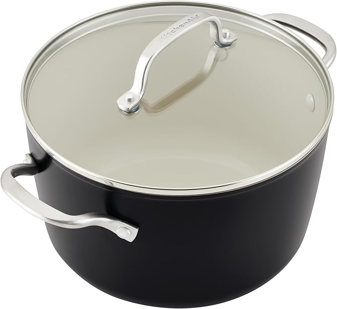 KitchenAid Hard Anodized Ceramic Nonstick Cookware Pots and Pans Set, 9 Piece - Matte Black