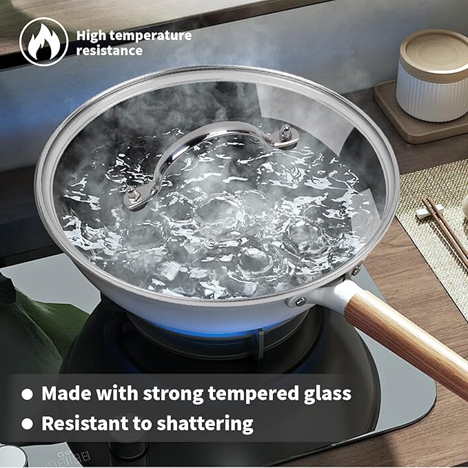 9.5" Tempered Glass Pan Lid with Steam Vent, Thickened to 4mm and Dishwasher Safe and Oven up to 480℉, Universal Lid Fit for Cast Iron Skillets, Frying Saute Pan, Cooking Pot
