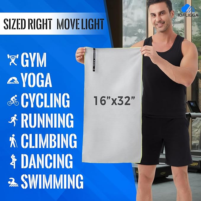 5 Pack Microfiber Gym Towels – Quick Dry, Super Absorbent, Lightweight & Compact Sweat and Workout Towels for Travel, Camping, Hot Yoga, Beach, and Sports (16 * 32" (5 Pack))