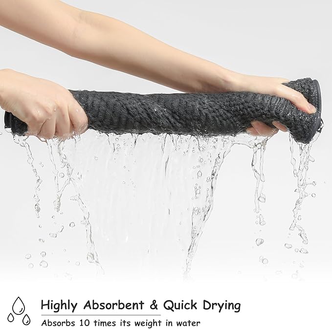 18 Pcs Gray Woven Family Towels Set-6 Bath Sheets,6 Hand Towels,6 Washcloths Soft Microfiber Towels Absorbent Shower Towel Quick Dry Beach Chair Towel Lint Less Towels Set for Bathroom Spa Gym Hotel