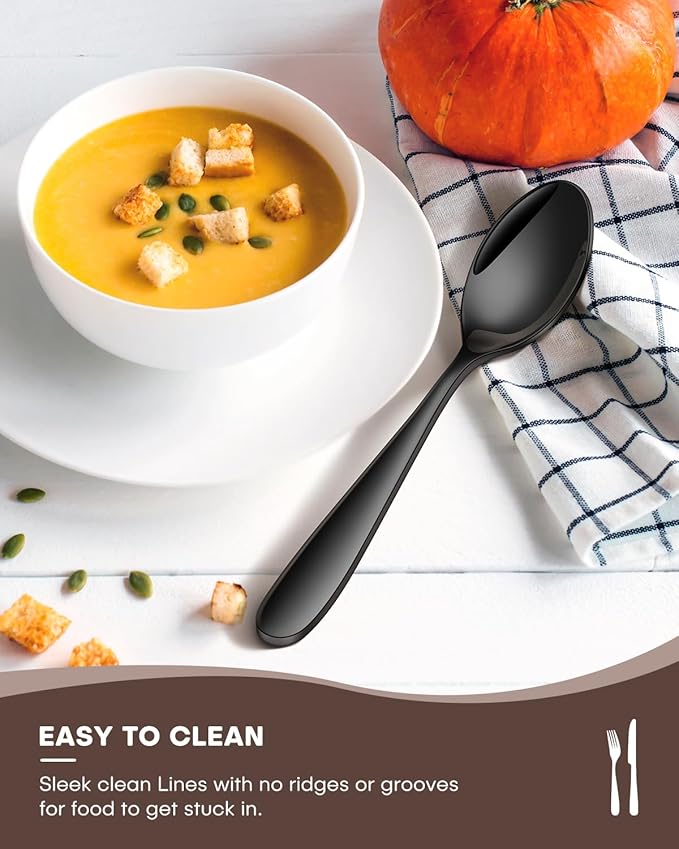 Black Silverware Set, Ollex 20PCS Flatware Set Black for 4 Stainless Steel Eating Utensils Sets Mirror Finish Include Forks Spoons and Knives Tableware Kitchen Cutlery Sets, Dishwasher Safe