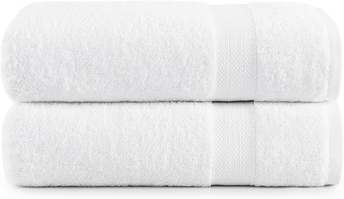 LANE LINEN 100% Ring Spun Cotton Bath Sheets - 2 Pack (35"x66") - Fade Resistant, Quick Dry & Highly Absorbent - Extra Large Bath Towels, Premium Hotel Quality Luxury Towel Sets - White Bath Towels