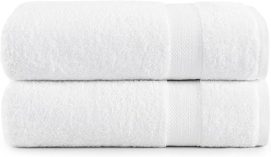 LANE LINEN 100% Ring Spun Cotton Bath Sheets - 2 Pack (35"x66") - Fade Resistant, Quick Dry & Highly Absorbent - Extra Large Bath Towels, Premium Hotel Quality Luxury Towel Sets - White Bath Towels