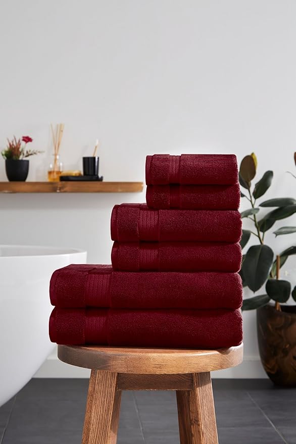 Ozdilek 6-Piece Bath Towel Set, 2 Bath, 2 Hand, 2 Wash, 100% Cotton Turkish Towels, 2 Bath Towels (30x60/550 GSM), 2 Hand Towels (16x30/575 GSM), 2 Washcloths (13x13/600 GSM) (Brick Red)