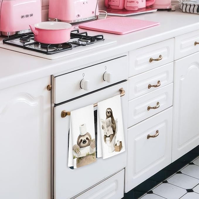 Sloth Bathroom Hand Towels Set of 2, Kids Bathroom Decor, Sloth Gifts for Women Decorative Hand Towels for Kids Bath Room Washroom, 16x24 Inch