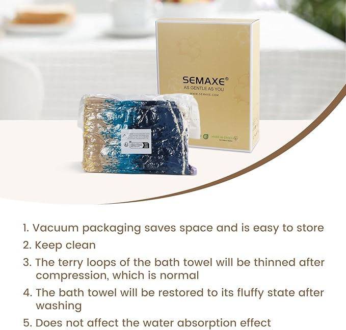 SEMAXE 4-Pack Luxury Bath Towels for Bathroom, 100% Cotton, Soft, Absorbent, and Quick-Drying, 55"x27", Impression, Perfect for Hotels, Gyms, and Spas