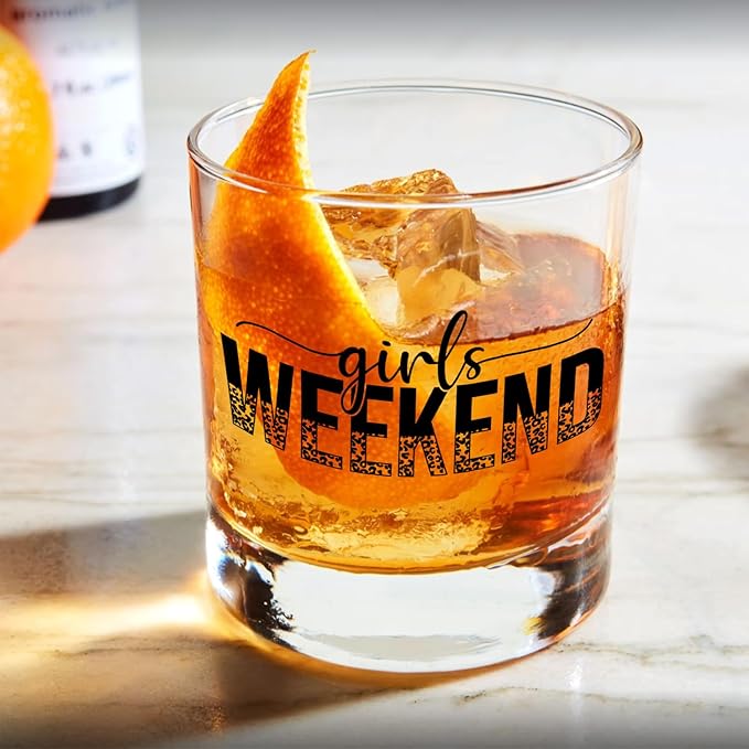 Girls Weekend Gifts Whiskey Glasses 10 oz, Girls Trip Gifts Favors Old Fashioned Rocks Glasses Cup for Vacation Friendship Party Drinking Scotch Bourbon Liquor