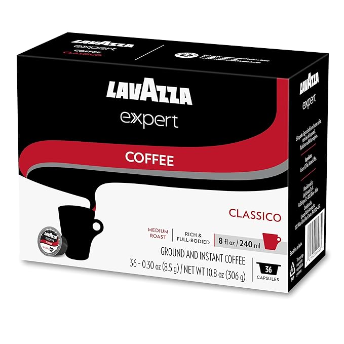 Lavazza Expert Classico Coffee Capsules, Medium Roast, Arabica and Robusta Blend, Compatible with Lavazza Classy Plus Machine (36 Capsules)