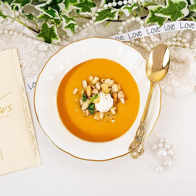 75PCS Gold Plastic Spoons - Gold Spoons Disposable - 8.1 Inch Heavy Duty Plastic Silverware - Heavyweight Elegant Disposable Utensils for Catering, Parties, Dinners, Weddings