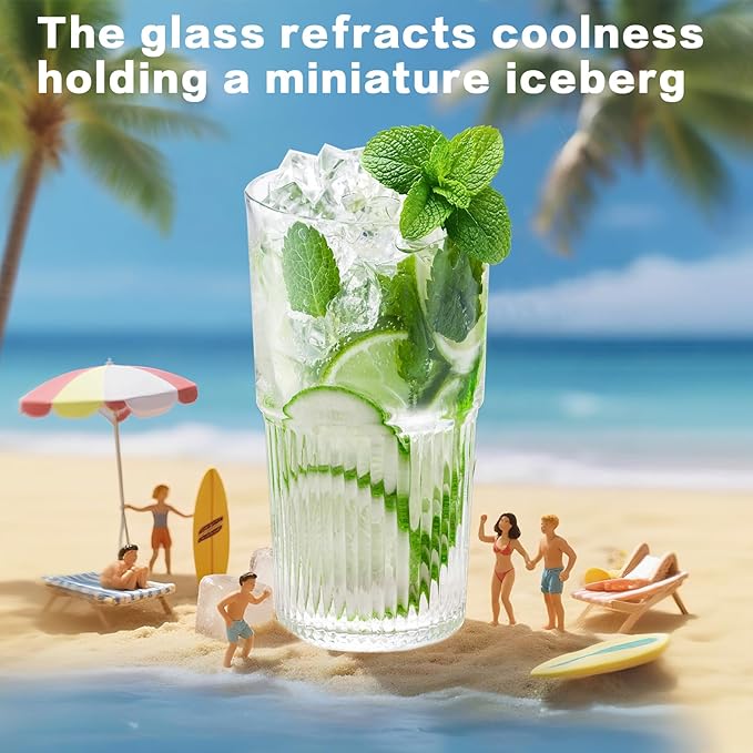 18.5oz Glass Cups with Lids and Straws – Single Reusable Tumbler, Thickened Shatter-Resistant Glass, Ideal for Iced Coffee, Smoothies, Cocktails, Juices – Elegant & Durable Drinkware