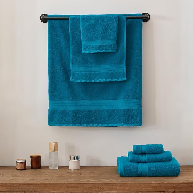 COZYART Teal Hand Towels for Bathroom 4 Pcs, 13x30 Cotton Guest Hands Towel Set Super Soft Highly Absorbent Durable 650 GSM for Daily Use