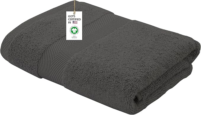 Delara 100% Organic Cotton Towels 650 GSM Plush Feather Touch Quick Dry Bath Towel, GOTS Certified, Oeko-Tex Green Certified, Organic Cotton,Sharkskin Grey,1 Piece Bath Towel, 30"X58"