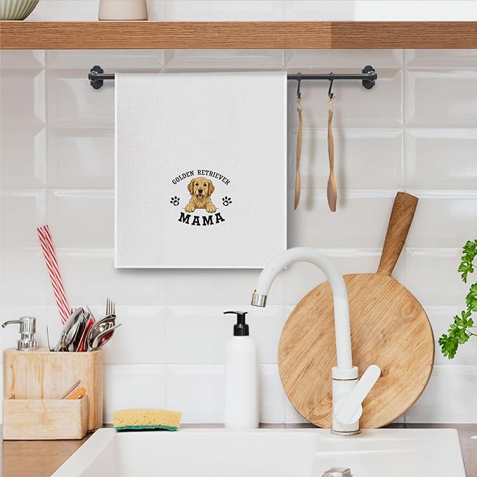 Golden Retriever Kitchen Towels, Dog Mama Golden Retriever Gifts for Women & Dogs Moms, Dog Lover Gifts Decorative Hand Towels for Bathroom, 16x24 Inch