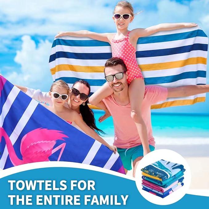 4 Pack Microfiber Beach Towel Fast Drying, Extra Large 71" x 32" Sand Free Beach Towel Super Lightweight Towels for Travel Sports Bath Swimming Pool Camping Picnic Yoga Gym