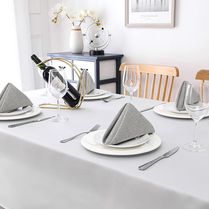 H.VERSAILTEX Linen Textured Cloth Napkins Set of 12 (18" X 18") Linen Textured Dinner Napkins Waterproof Extra Soft Thick Durable Reusable Napkins with Hemmed Edges, Heather Gray