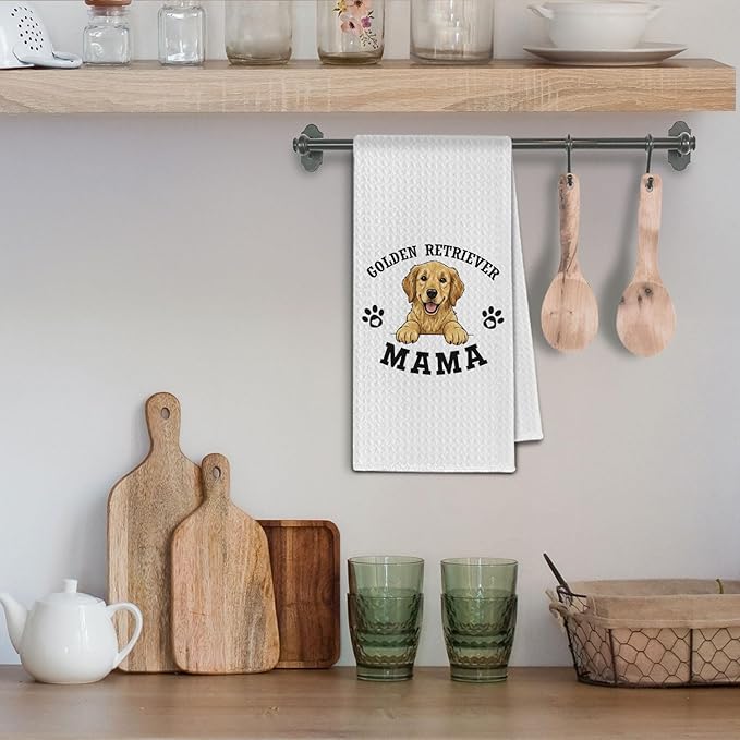 Golden Retriever Kitchen Towels, Dog Mama Golden Retriever Gifts for Women & Dogs Moms, Dog Lover Gifts Decorative Hand Towels for Bathroom, 16x24 Inch
