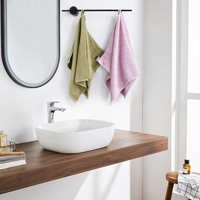 SEMAXE 6-Piece Bathroom Towel Set - 100% Cotton, 2 Bath Towels, 2 Hand Towels, 2 Washcloths, Lighter Weight, Ultra-Soft and Super Absorbent