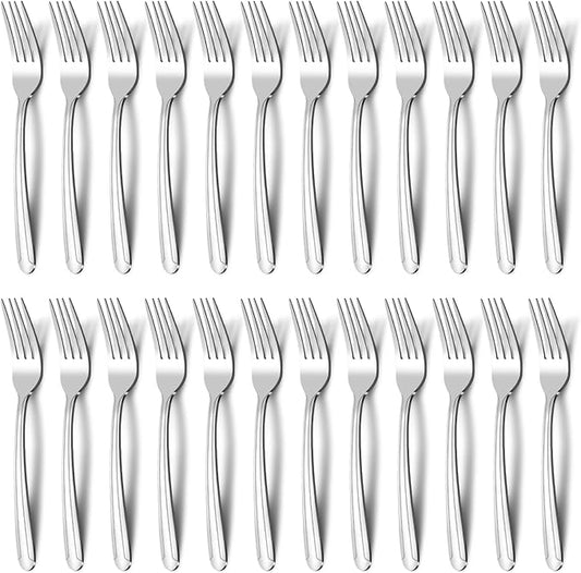 BEWOS 24-Piece Salad Forks, 7.1-Inch Forks Silverware Set, Stainless Steel Small Fork, Dessert Forks Bulk, Metal Forks, Salad Fork Set, Appetizer Forks, Silver Fork, Dishwasher Safe, Mirror Polished