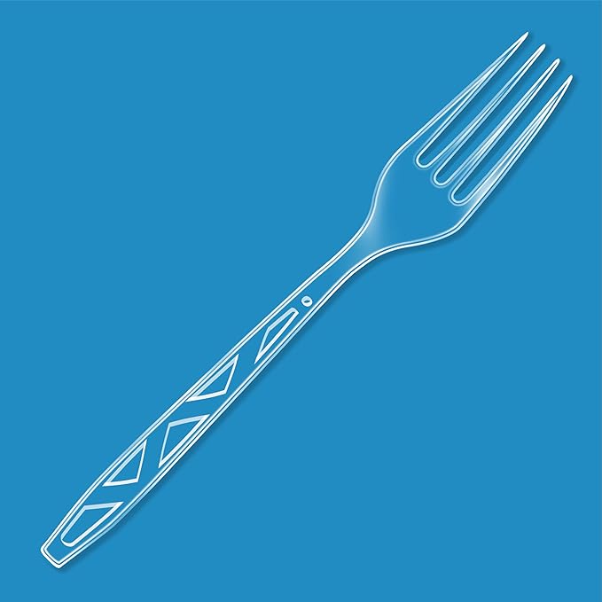 Amazon Basics Disposable Clear Plastic Forks, Premium Quality, 100 Count, Large Pack