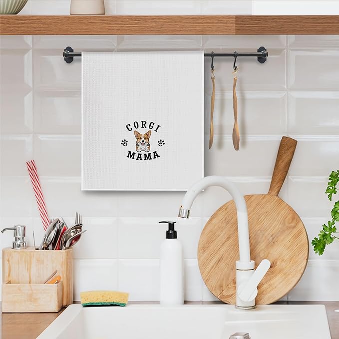 Corgi Kitchen Towels, Dog Mama Corgi Gifts for Women & Dogs Moms, Dog Lover Gifts Decorative Hand Towels for Bathroom, 16x24 Inch