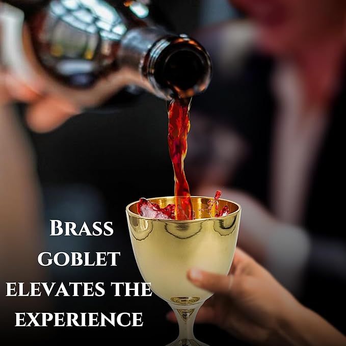 Brass Handmade Premium Wine Cup Gothic Chalice Ancient Elegant Wine Goblet Vintage Chalice Goblet Communion Cup, Handmade Gold Chalice - Ideal Gift for Wine Enthusiasts - Wedding Wine Glass (1 Piece )