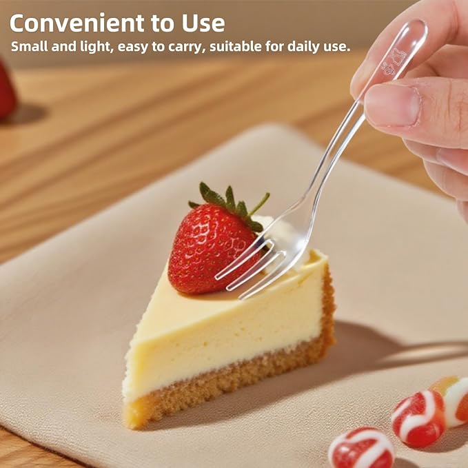 500 Pieces Plastic Mini Forks, 3.7 x 0.6 Inch Clear Small Dessert Forks, Disposable Tiny Appetizer Fork, Exquisite Mini Tasting Forks Utensils for Fruit Cakes Party Serving Supplies