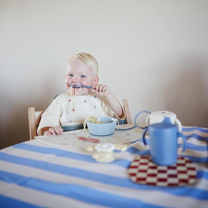 mushie Flatware Fork and Spoon Set For Kids | Made in Denmark (Twilight Blue)