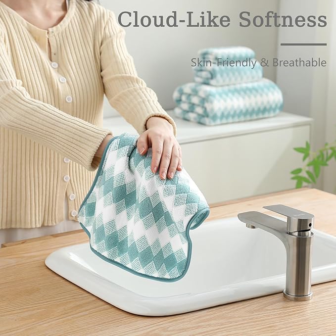 4 Piece Bath Towel Set Oversized Bath Sheet 35"x70" Bathroom Towel Extra Large Towel Set Soft Highly Absorbent & Quick Dry Premium Bath Sheet for Bathroom 600GSM Shower Towel Spa Gym Hotel,Aqua