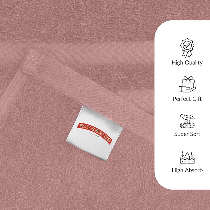 RIVERSIDE Pack of 2 Extra Large Bath Sheets 35 x 70 Inches - 100% Ring Spun Cotton Hotel Quality Oversized Bath Towels - Super Soft, Highly Absorbent & Quicker to Dry - Dusty Rose