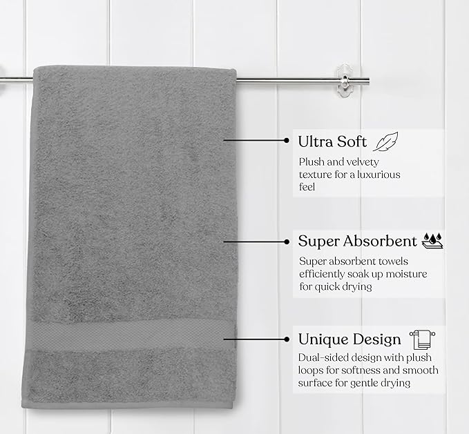 Delara 100% Organic Cotton Towels 650 GSM Plush Feather Touch Quick Dry Bath Sheet, Pack of 2 GOTS Certified, Oeko-Tex Green Certified, Organic Cotton Bath Sheet, 36"X70"