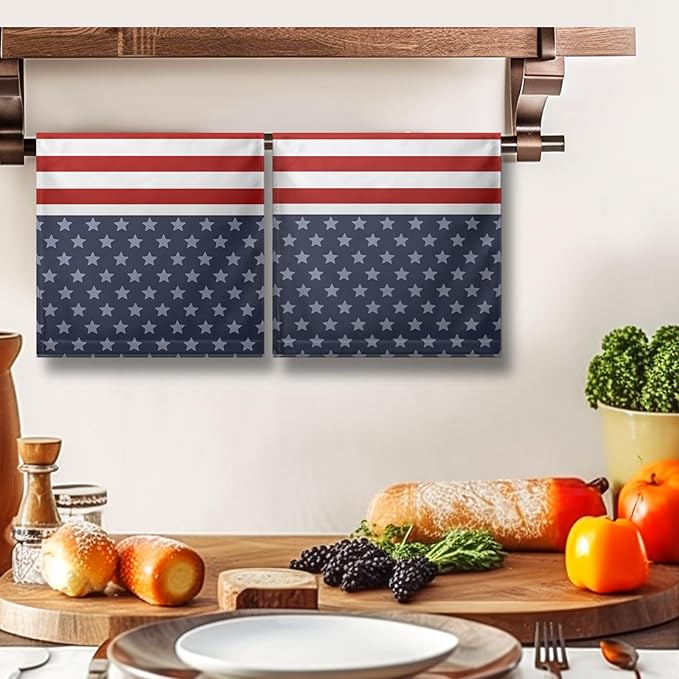 4th of July Patriotic Kitchen Dish Towels American Flag Independence Day Hand Towel Tea Towels Soft Decorative Bathroom Hand Towel for Home Kitchen Decor 14.4 x 28.3 Inch