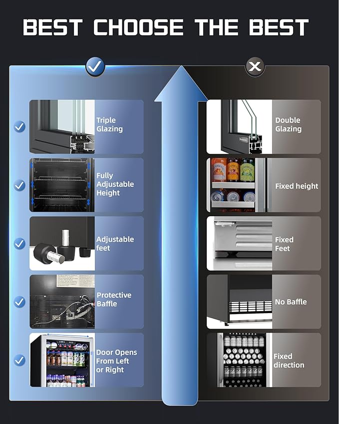 24-Inch Built-In Beverage Cooler, 200 Can Capacity, Smart Control System, for Soda, Beer, Wine & Water, Ideal for Kitchen, Bar, Living Room