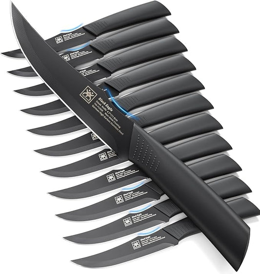 Steak Knives Set of 12, 4.7 Inch Straight Edge Meat Knives, Dishwasher Safe by SGS Cerf, Super Sharp for Precise Cutting, Non-stick Blade & Anti Rust, Easy to Maintain Ideal for Restaurant