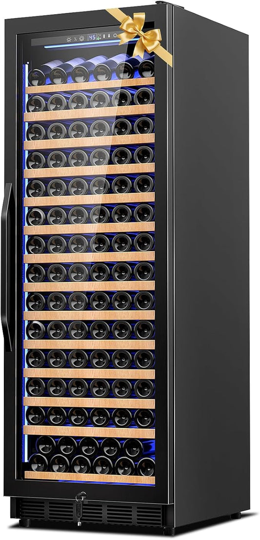 24 Inch Wine Cooler Refrigerator,179 Bottles Wine Fridge Large Capacity Professional Wine Cellars with Powerful Compressor,Quiet Operation and Elegant Design, Black