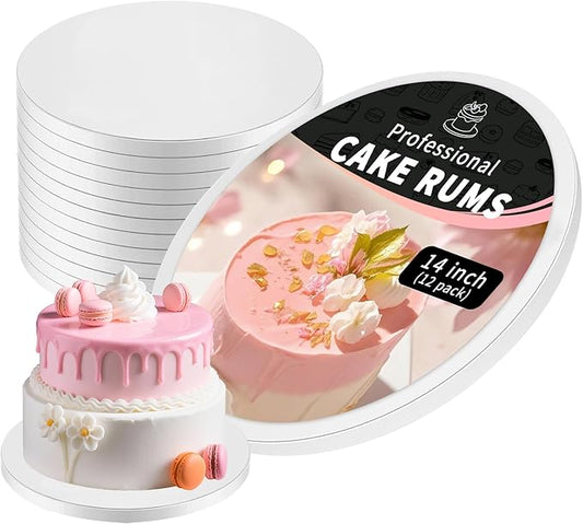 12 pcs Large Cake Boards Drum 14 Inch Round, 1/2" Thick Cake Drums, Cake Decorating Supplies Sturdy Cake Corrugated Cardboard for Multi-Layer Cakes. (14inch(12pack))