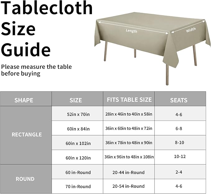 Easy-Going Faux Linen Waterproof Spill-Proof Tablecloth Stain Resistant Rectangle Table Cloth Wrinkle Free Decorative Fabric for Kitchen, Dining, Party, Weddings, Restaurants (52x70 in, Linen)