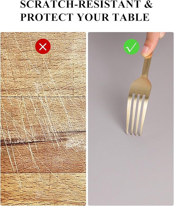 Light Gray Plastic Table Cover Protector, 36" x 54" Waterproof Easy Flat PVC Desk Pad Mat, 1.5mm Thick Rectangle Vinyl Table Top Protector for Dining Room Table, Office, Dresser