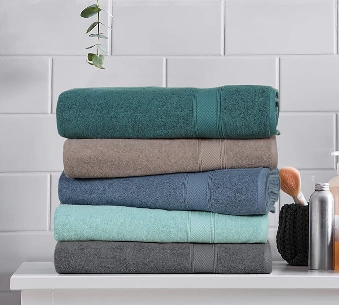 HILLFAIR 600 GSM- 40 x 80 Inches- 100% Cotton 2 Pc XXL Oversized Bath Towel Set- Soft Highly Absorbent Jumbo Bath Sheets Towels Sets- Quick Dry Oversized Bath Towel Sets for Hotel Spa Pool- Teal