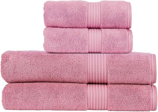 Christy Supreme Hygro 4 Piece Towel Set | Blush | 100% Luxury Supima Cotton | Ultra Soft | Super Absorbent | 650GSM | 2 Bath Sheets 2 Hand Towels