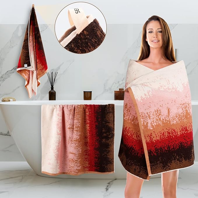 SEMAXE Luxury Bath Towel for Bathroom, 100% Cotton Towel with Hanging Loop and Smart Tag, Soft & Absorbent, Gift Box Packaging,1 Pc Colored Towel, 55" L x 27" W