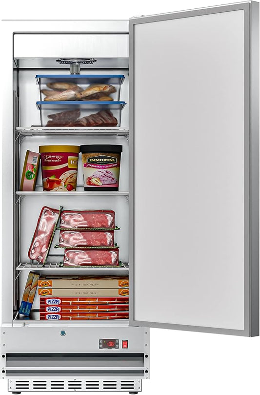 KoolMore Commercial One Door Reach-in Freezer for Restaurant, Cafe, and Cold Food Storage, Stainless Steel Finish, Large 12 Cu. Ft. Capacity, Heavy Duty Kitchen Use (RIF-1D-SS12C)
