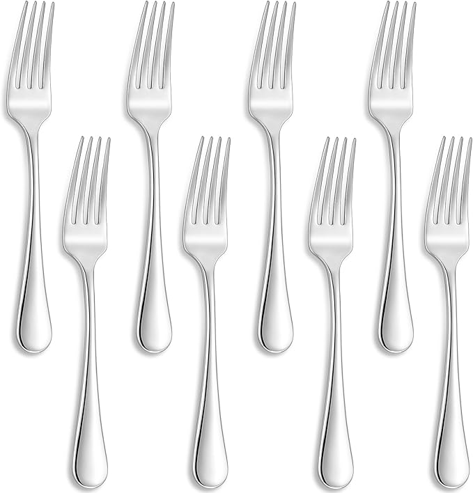 KEAWELL Premium Fine Verona 8-Piece 8 inch Fork Set – 18/10 Stainless Steel, Heavy-Duty Mirror-Finished Silverware for Elegant Everyday Dining and Entertaining (8, Dinner Forks)