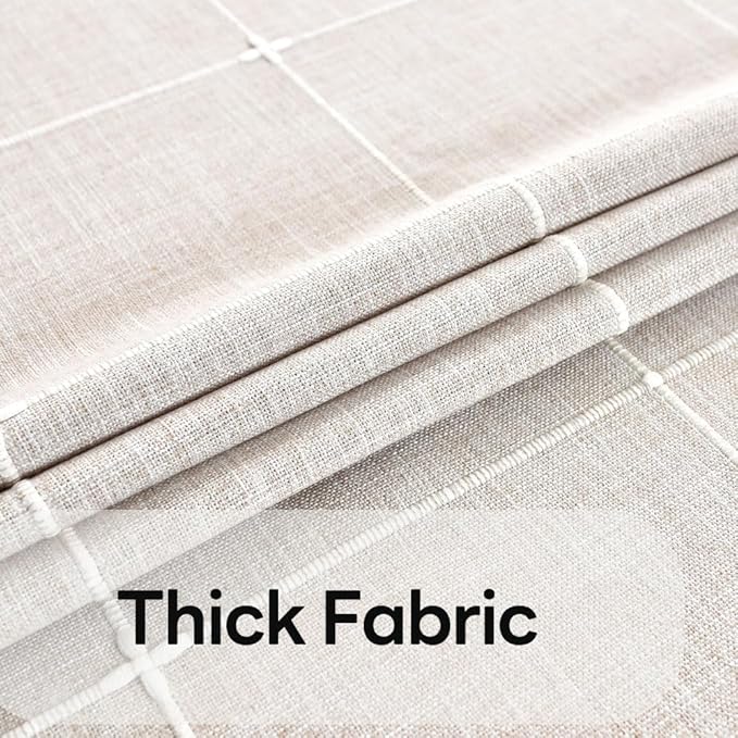 Heavy Duty Cotton Table Cloth for Rectangle Table Rectangular Farmhouse Vintage Tablecloth Washable Rustic Table Cover (Linen, 52''x98'')
