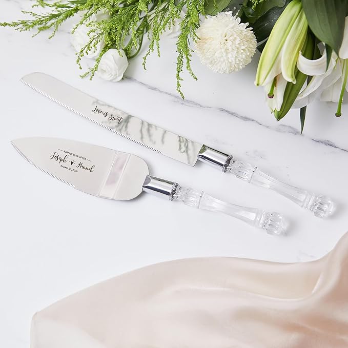 AW BRIDAL Personalized Birthday Cake Knife and Server Set - Cake Knife 13.2 Inch, Cake Server 10.8 Inch Couples Gifts for Anniversary Bridal Shower//DK001CPP69//